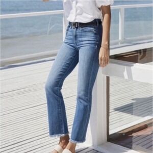 AYR The Bomb Pop Straight Leg Medium Rise Blue Raw Hem Stretch Size 32 E1652